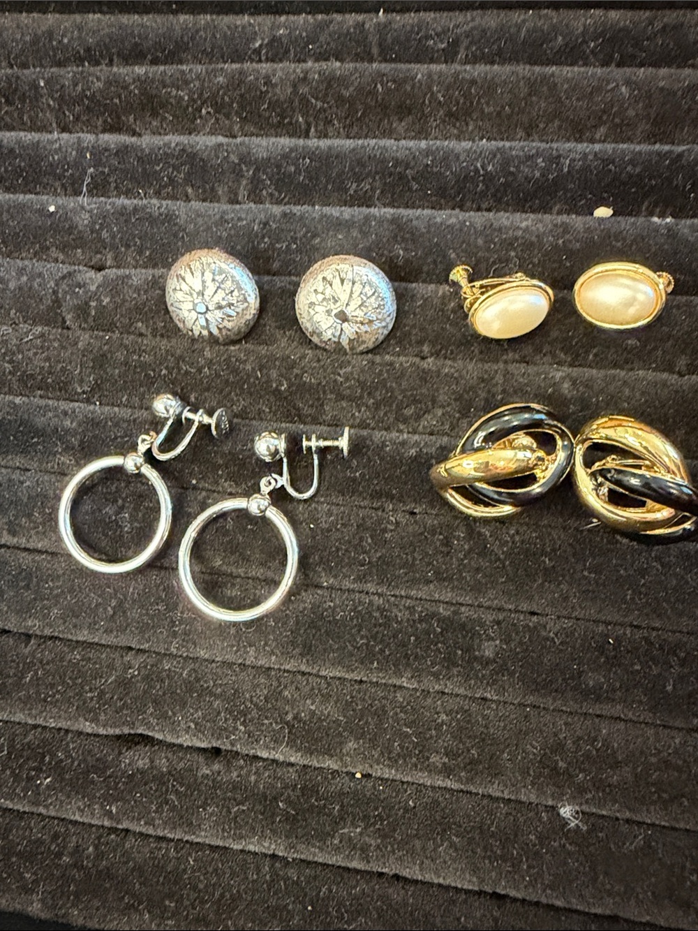 Vintage Signed Clip and Screw Back Earrings, all signed Alice, Napier, Monet